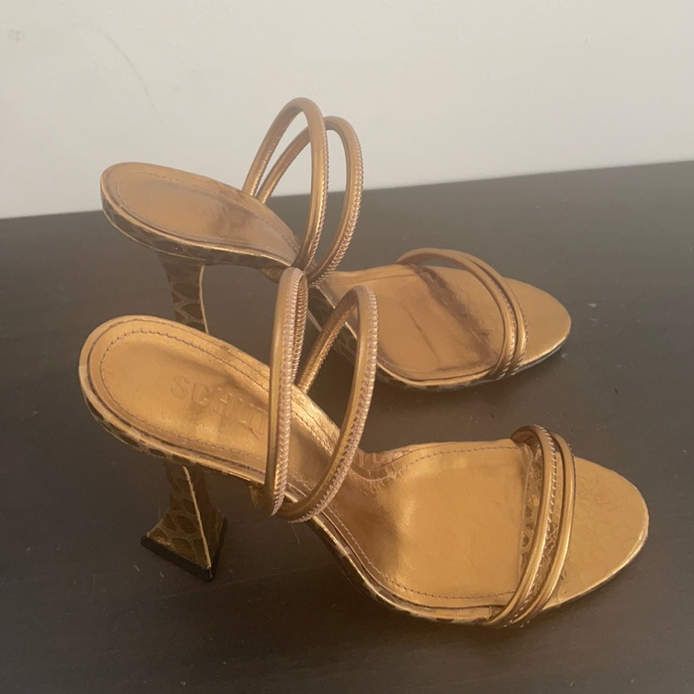 Schutz metallic bronze heels